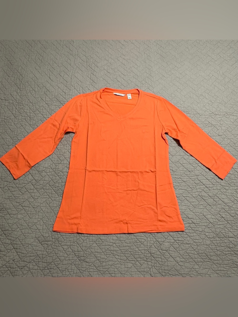 Isaac Mizrahi Orange V-Neck Long Sleeve Top